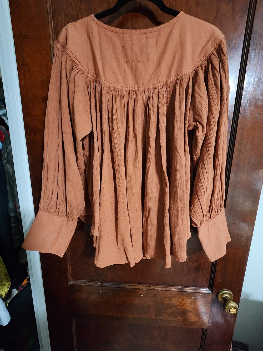 NWT Free People We The Free Malibu Crinkle Top Orange Rust Large - Picture 5 of 5